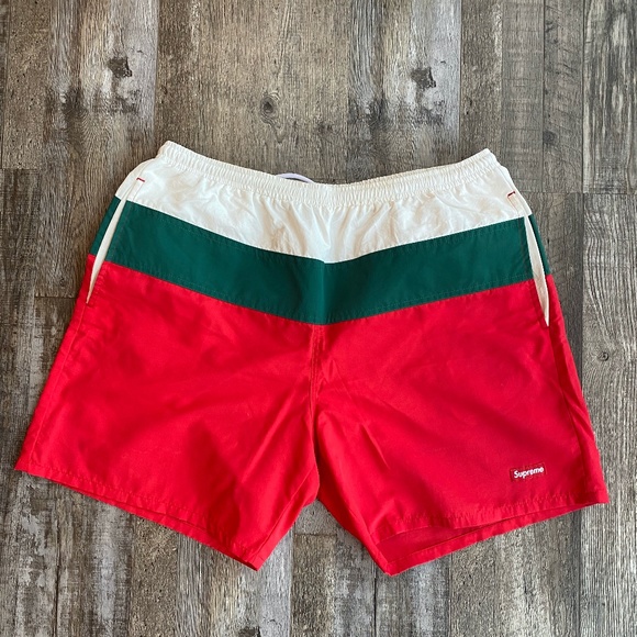 supreme split logo water shorts